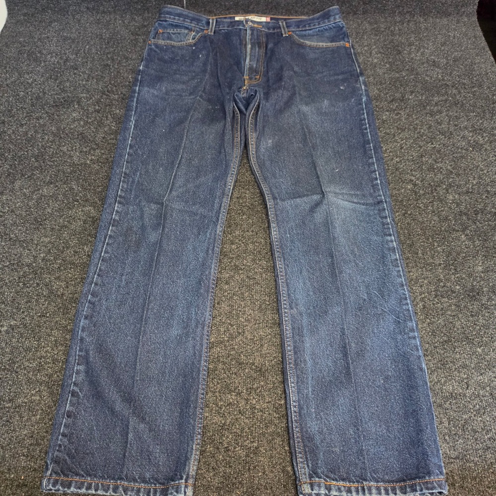 Levis 505 Regular Fit Jeans Mens 36x32 Dark Wash Indigo Straight Leg Denim